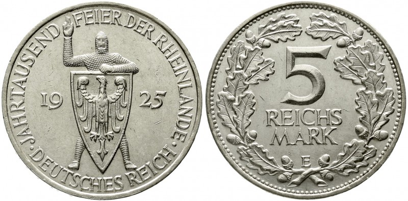 Weimarer Republik Gedenkmünzen 5 Reichsmark Rheinlande
1925 E. gutes vorzüglich...