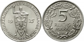 Weimarer Republik Gedenkmünzen 5 Reichsmark Rheinlande
1925 F. fast Stempelglanz