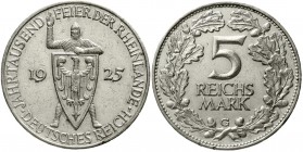 Weimarer Republik Gedenkmünzen 5 Reichsmark Rheinlande
1925 G. sehr schön/vorzüglich