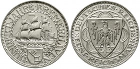 Weimarer Republik Gedenkmünzen 5 Reichsmark Bremerhaven
1927 A. fast Stempelglanz