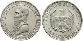Weimarer Republik Gedenkmünzen 3 Reichsmark Tübingen
1927 F. fast Stempelglanz, Prachtexemplar