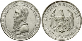 Weimarer Republik Gedenkmünzen 3 Reichsmark Tübingen
1927 F. gutes vorzüglich