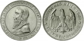 Weimarer Republik Gedenkmünzen 5 Reichsmark Tübingen
1927 F. gutes vorzüglich