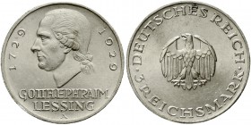 Weimarer Republik Gedenkmünzen 3 Reichsmark Lessing
1929 A. fast Stempelglanz