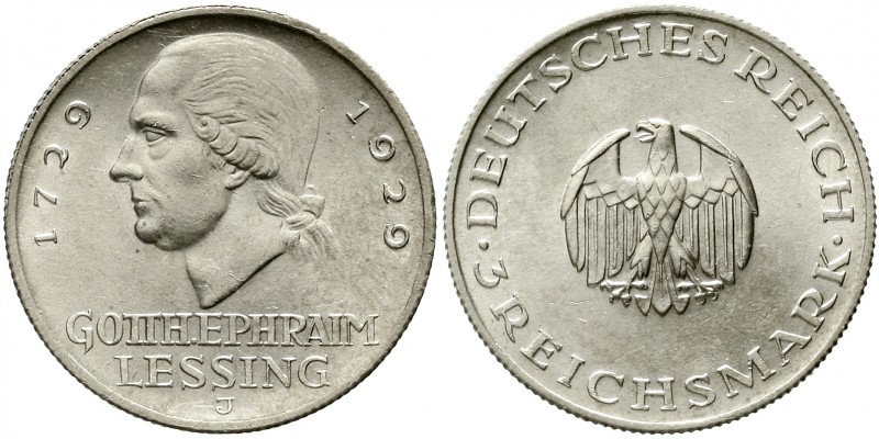Weimarer Republik Gedenkmünzen 3 Reichsmark Lessing
1929 J. prägefrisch