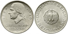 Weimarer Republik Gedenkmünzen 3 Reichsmark Lessing
1929 J. prägefrisch