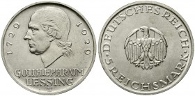 Weimarer Republik Gedenkmünzen 5 Reichsmark Lessing
1929 E. vorzüglich