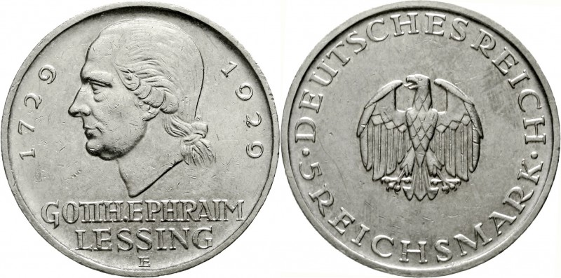 Weimarer Republik Gedenkmünzen 5 Reichsmark Lessing
1929 E. sehr schön/vorzügli...