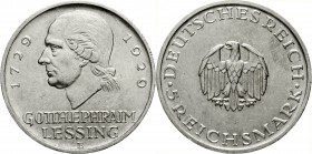 Weimarer Republik Gedenkmünzen 5 Reichsmark Lessing
1929 E. sehr schön/vorzüglich, kl. Kratzer