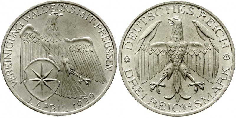 Weimarer Republik Gedenkmünzen 3 Reichsmark Waldeck
1929 A fast Stempelglanz, k...