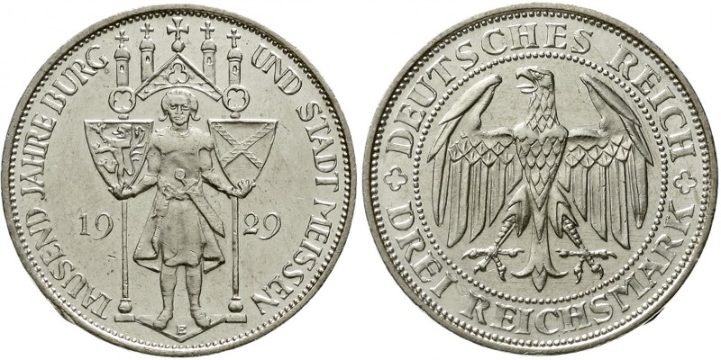 Weimarer Republik Gedenkmünzen 3 Reichsmark Meissen
1929 E. vorzüglich/Stempelg...
