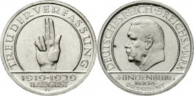 Weimarer Republik Gedenkmünzen 5 Reichsmark Schwurhand
1929 G. vorzüglich, kl. Fleck und etwas berieben