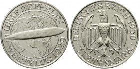 Weimarer Republik Gedenkmünzen 3 Reichsmark Zeppelin
1930 A. prägefrisch