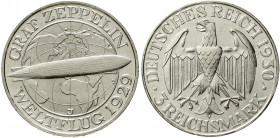 Weimarer Republik Gedenkmünzen 3 Reichsmark Zeppelin
1930 J. vorzüglich/Stempelglanz