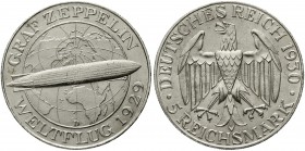 Weimarer Republik Gedenkmünzen 5 Reichsmark Zeppelin
1930 D. vorzüglich, min. berieben