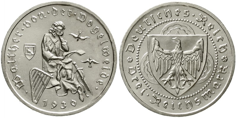 Weimarer Republik Gedenkmünzen 3 Reichsmark Vogelweide
1930 A. fast Stempelglan...