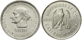 Weimarer Republik Gedenkmünzen 3 Reichsmark Stein Reichsfreiherr
1931 A. vorzüglich/Stempelglanz
