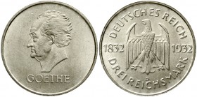Weimarer Republik Gedenkmünzen 3 Reichsmark Goethe
1932 D. fast Stempelglanz