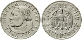 Drittes Reich Gedenkmünzen 2 Reichsmark Luther 1933-1934
1933 E. vorzüglich/Stempelglanz