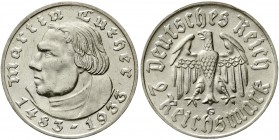Drittes Reich Gedenkmünzen 2 Reichsmark Luther 1933-1934
1933 G. vorzüglich/Stempelglanz, kl. Kratzer