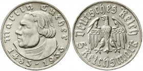 Drittes Reich Gedenkmünzen 5 Reichsmark Luther, 1933-1934
1933 A. vorzüglich/Stempelglanz, Kratzer
