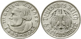 Drittes Reich Gedenkmünzen 5 Reichsmark Luther, 1933-1934
1933 D. prägefrisch/fast Stempelglanz