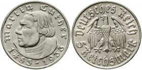 Drittes Reich Gedenkmünzen 5 Reichsmark Luther, 1933-1934
1933 F. vorzüglich/Stempelglanz