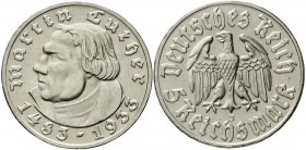 Drittes Reich Gedenkmünzen 5 Reichsmark Luther, 1933-1934
1933 J. fast vorzüglich