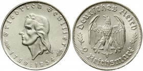 Drittes Reich Gedenkmünzen 2 Reichsmark Schiller 1934
1934 F. fast Stempelglanz, Prachtexemplar