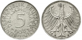 Münzen der Bundesrepublik Deutschland Kursmünzen 5 Deutsche Mark Silber 1951-1974
1958 J. sehr schön, kl. Randfehler