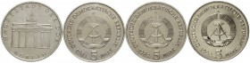 Gedenkmünzen der DDR
4 X 5 Mark Brandenburger-Tor: 1980, 1981, 1982 und 1990. alle Polierte Platte