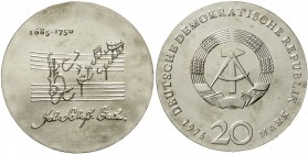 Gedenkmünzen der DDR
20 Mark 1975. Bach.
fast Stempelglanz, winz. Kratzer