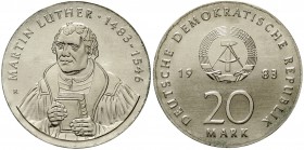 Gedenkmünzen der DDR
20 Mark 1983. Luther.
Stempelglanz