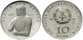 Gedenkmünzen der DDR
10 Mark 1988 A Hutten.
Polierte Platte, original verschweißt