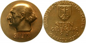 Orden und Ehrenzeichen Deutschland Weimarer Republik, 1919-1933
Ehrenpreis des Reichspräsidenten 1931. Verfassungstag Stein-Gedenkjahr (v. Bosselt). ...