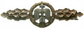 Orden und Ehrenzeichen Deutschland Drittes Reich, 1933-1945
Frontflugspange für Jäger in Bronze (Buntmetall) ohne Herst.
vorzüglich
