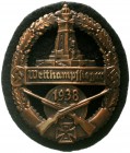 Orden und Ehrenzeichen Deutschland Drittes Reich, 1933-1945
Ärmelabzeichen 1938 Kyffhäuser Wettkampfsieger. Bronzeblech auf Stoff. 60 X 68 mm.
vorzü...