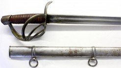 Militaria Blankwaffen Frankreich
Pallasch, Modell 1813 Klingenthal. In Scheide. Länge 116 cm