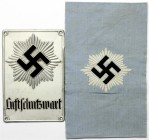 Militaria Lots
Drittes Reich: 4 Teile Reichsluftschutzbund. Ärmelband, Plakette "Luftschutzwart", Plakette "Mitglied", Uniformaufnäher