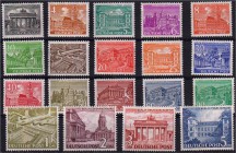 Briefmarken Deutschland Berlin 1948-1990
Bauten 1949. Komplett postfrischer Prachtsatz. 1 Pf. bis 5 DM. Michel 750,-.
**
