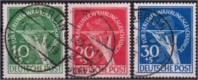 Briefmarken Deutschland Berlin 1948-1990
Währungsgeschädigte 1949, sauber rundgestempelt "Berlin", geprüft Schlegel. Michel 600 €.
gestempelt, Prach...