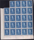 Briefmarken Deutschland Bundesrepublik Deutschland, 1949 bis heute
Röntgen, 30 Pf. 1951 Bogenrest Ecke unten links mit 24 Marken (obere Reihe Zähnung...