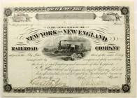Varia Aktien USA
Anteilschein über 10 Shares, 16. Juni 1886. New York and New England Railroad Company. Lochentwertung.
III