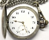 Varia Uhren Taschenuhren
Herren-Savonette ab 1905. Hersteller Eterna, Schweiz. Silber 800. 52 mm. Mit Uhrenkette, Länge 20 cm.
Glas fehlt, Gehäuse K...