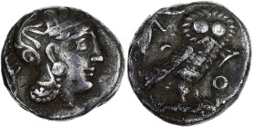 GRÈCE ANTIQUE - GREEK
Attique, Athènes. Drachme ND (480-400 av. J.-C.), Athènes.
Pozzi 1553 - SNG Delepierre 1462 ; Argent - 4,18 g - 14 mm - 7 h
Pati...