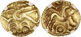 GAULE - CELTIC
Suessions. Statère à l'ancre ND (fin du premier tiers du Ier siècle avant J.-C.).
LT. manque - DT.169-177 ; Or - 5,85 g - 17,5 mm - 1 h...