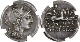 RÉPUBLIQUE ROMAINE - ROMAN REPUBLIC
C. Claudius Pulcher et T. Manlius Mancinus. Denier ND (110-109 av. J.-C.), Rome.
RRC.299/1b ; Argent - 3,78 g - 17...
