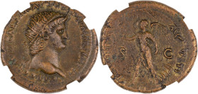 EMPIRE ROMAIN - ROMAN
Néron (54-68). Dupondius 63, Rome.
RIC.522 v. ; Bronze - 13,93 g - 27 mm - 6 h
GENI XF (AC2FVN0DPL). 
Belle patine marron. TTB.