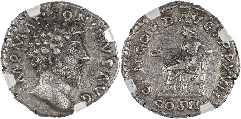 EMPIRE ROMAIN - ROMAN
Marc Aurèle (161-180). Denier 161, Rome.
RIC.60 ; Argent -...