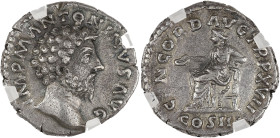 EMPIRE ROMAIN - ROMAN
Marc Aurèle (161-180). Denier 161, Rome.
RIC.60 ; Argent - 2,75 g - 16 mm - 6 h
GEMI XF edge mark (ACTL4YXCNS). 
Belle patine gr...